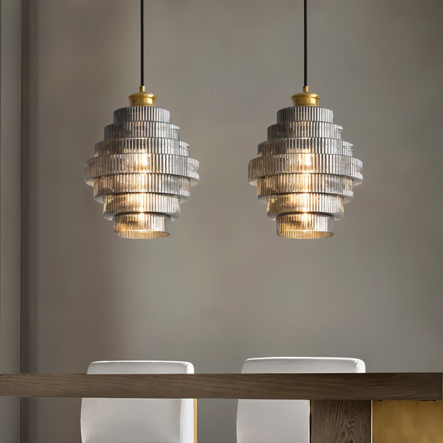 BrassLayer – Retro hanglamp van glas en messing met gelaagd ontwerp