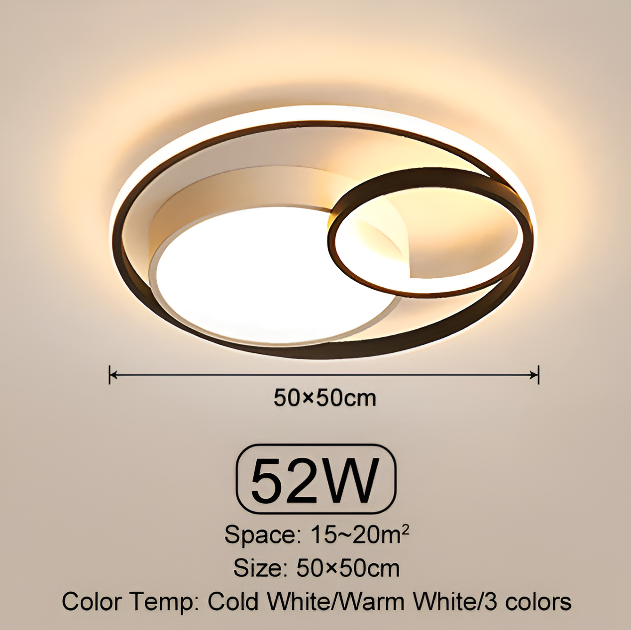 Cirquella | Ronde Dimbare LED Plafondlamp met Drievoudige Ring