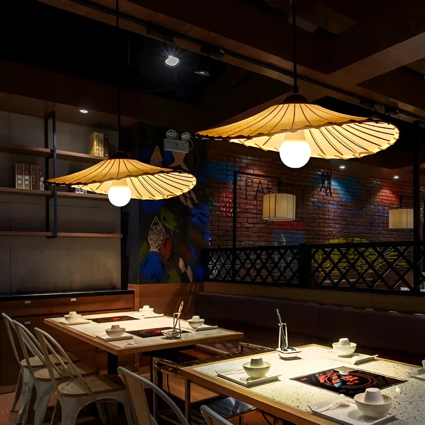 Hinari | Japanse hanglamp van wit textiel en natuurlijk hout