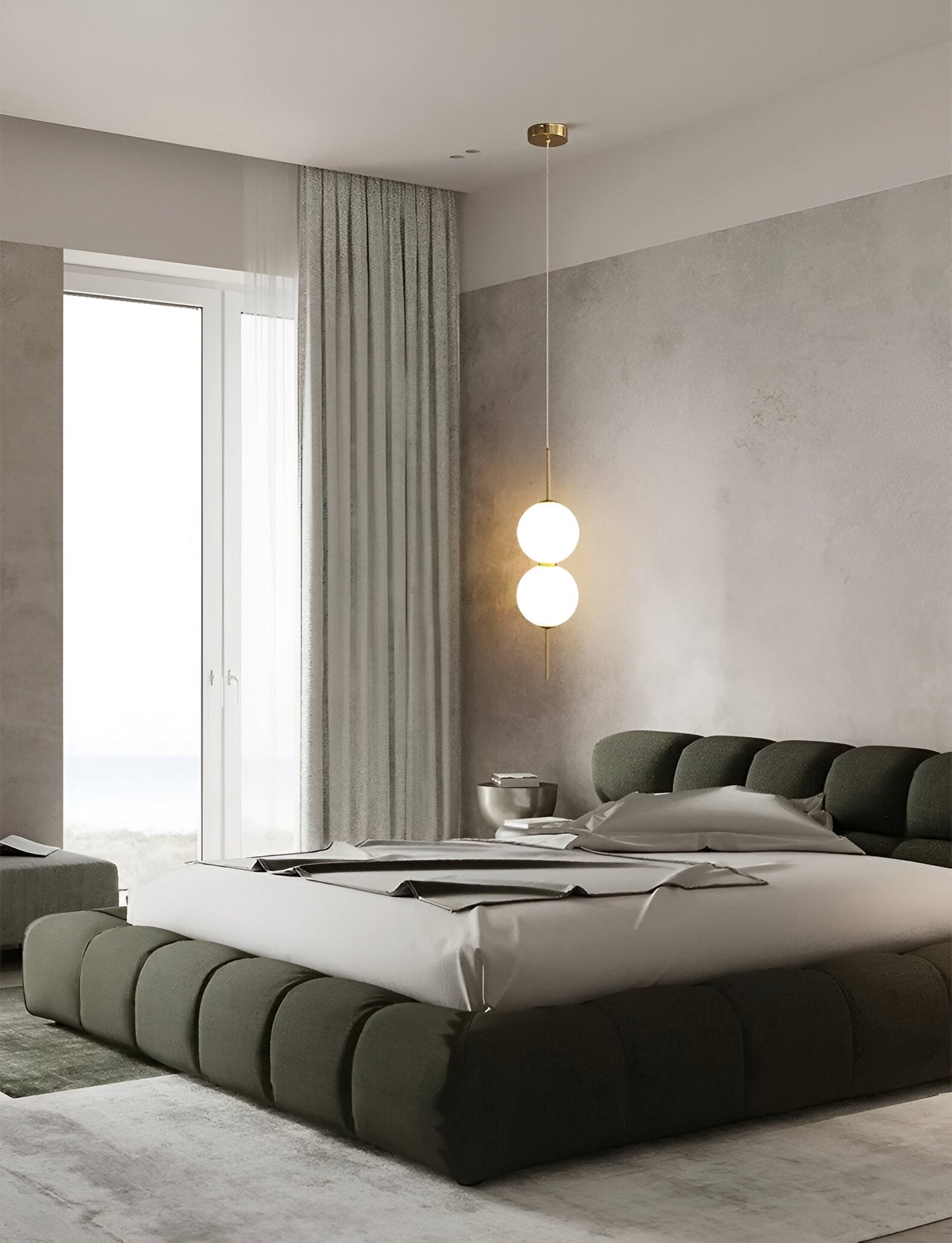 Lunaris | Suspension Verticale avec Globes en Verre Opalin – LED Intégrée