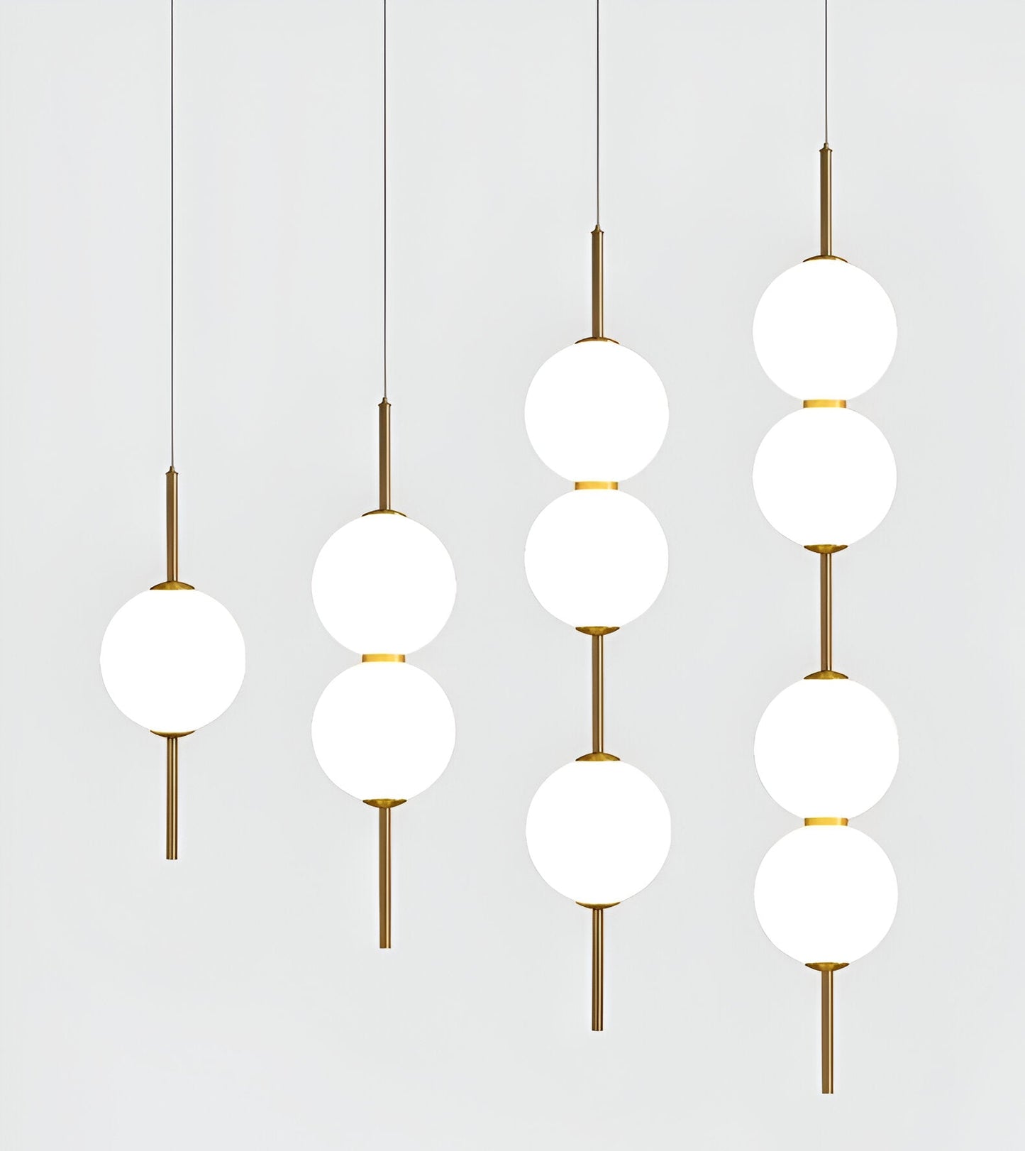 Lunaris | Suspension Verticale avec Globes en Verre Opalin – LED Intégrée