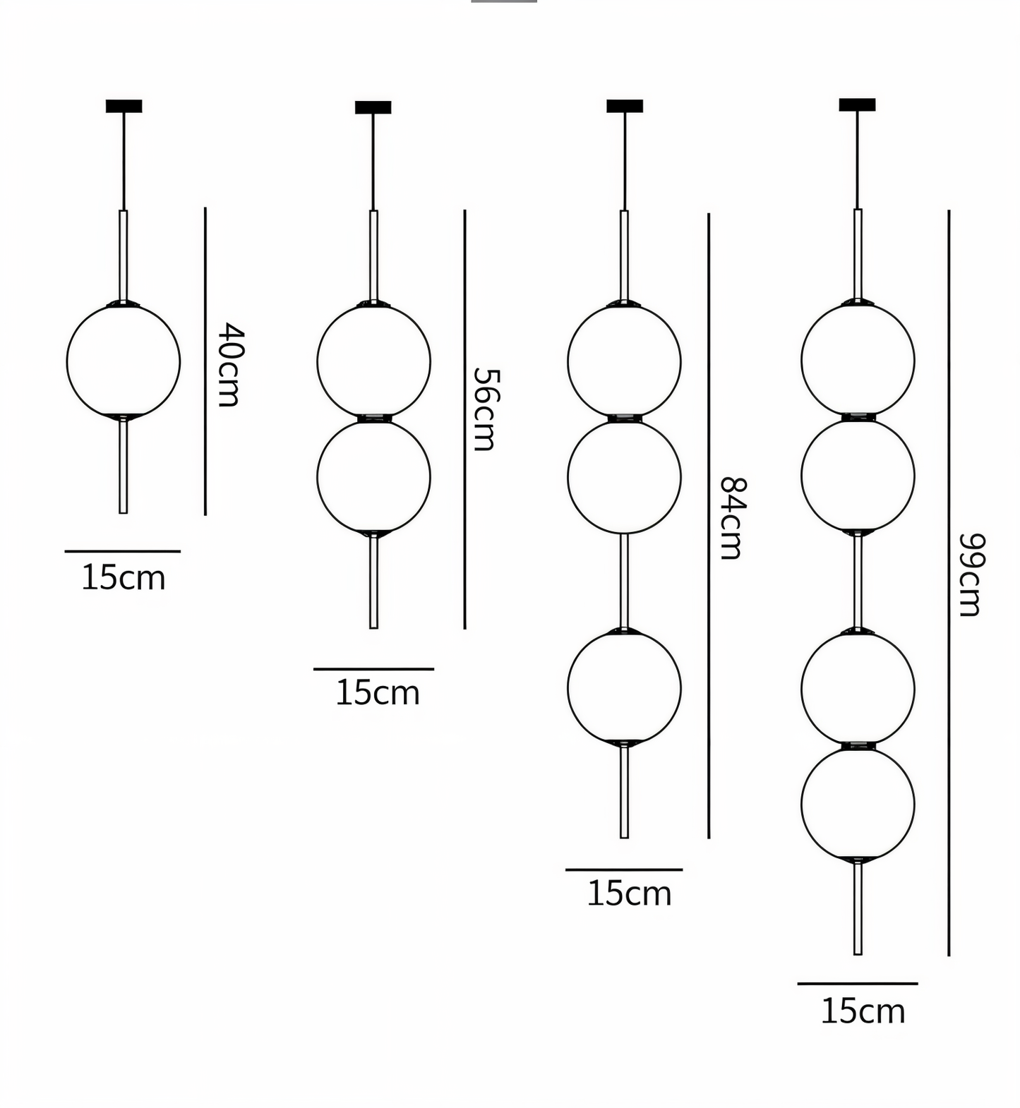 Lunaris | Suspension Verticale avec Globes en Verre Opalin – LED Intégrée
