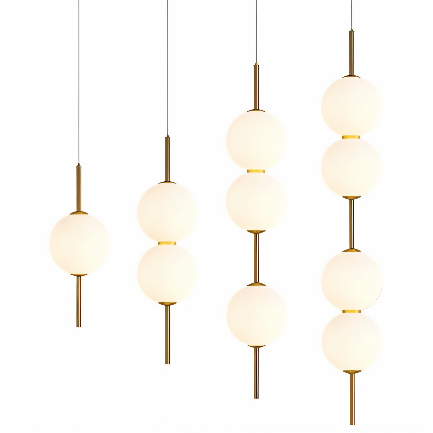 Lunaris | Suspension Verticale avec Globes en Verre Opalin – LED Intégrée
