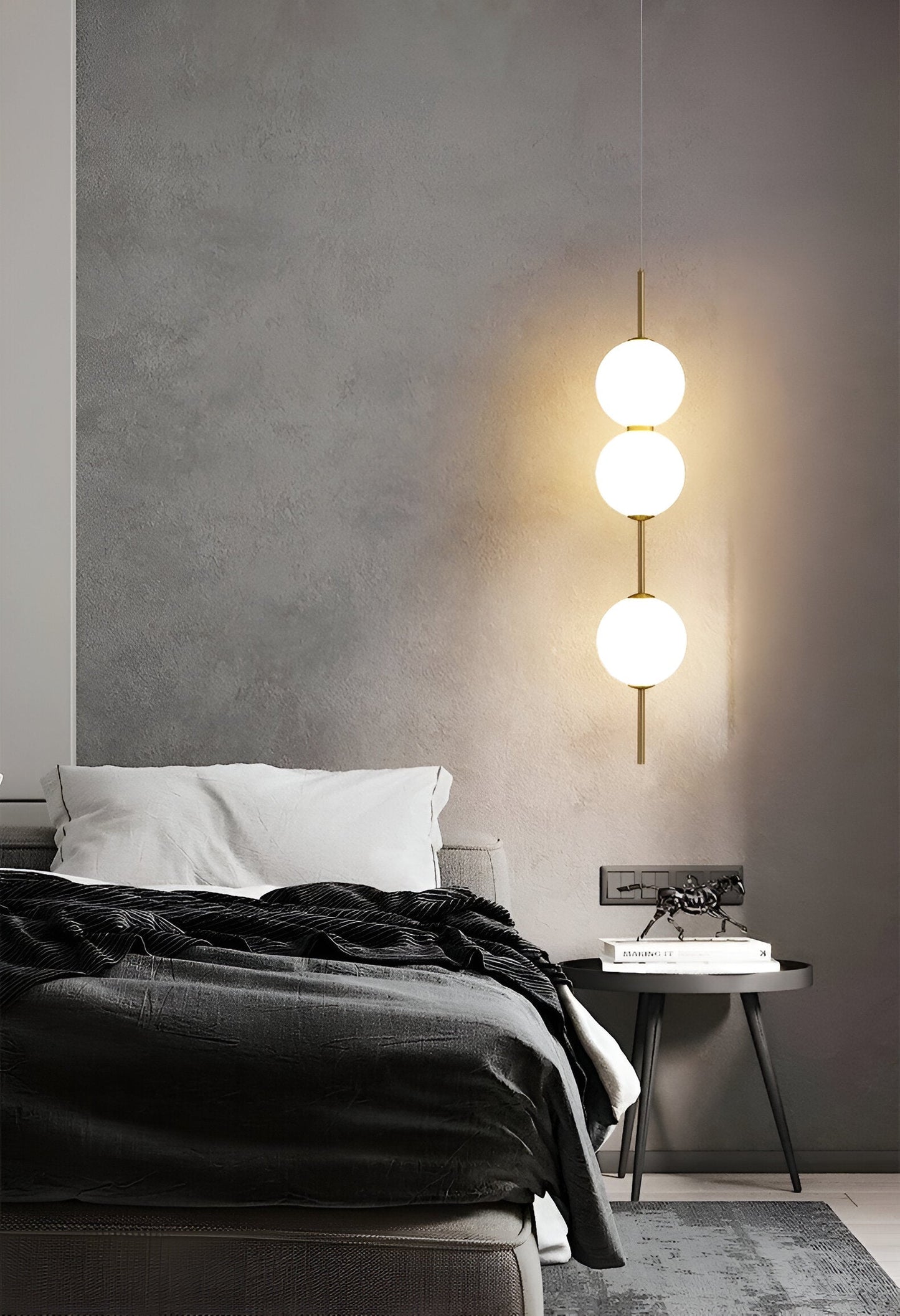 Lunaris | Suspension Verticale avec Globes en Verre Opalin – LED Intégrée