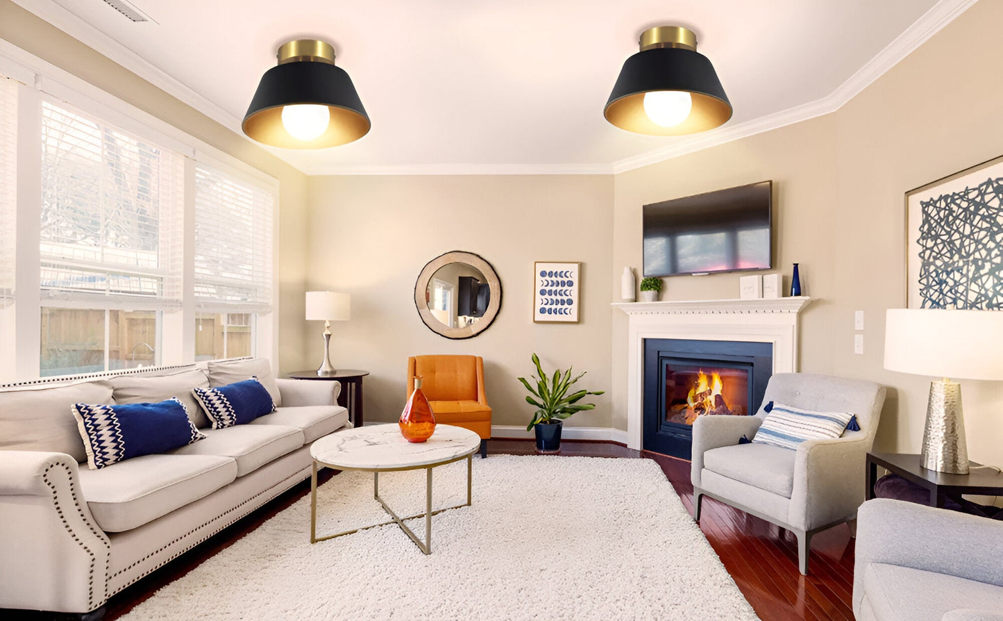 Retrovia | Plafonnier Métallique LED Style Vintage Noir & Blanc