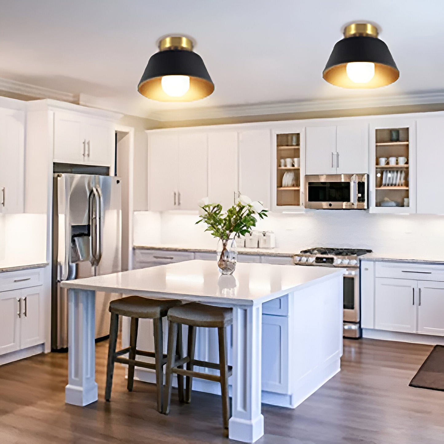 Retrovia | Plafonnier Métallique LED Style Vintage Noir & Blanc