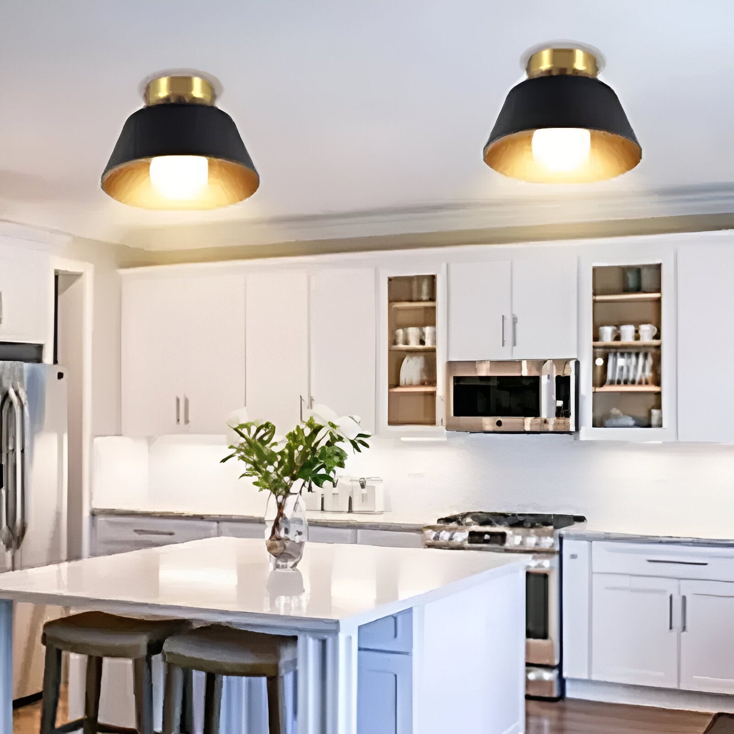 Retrovia | Plafonnier Métallique LED Style Vintage Noir & Blanc