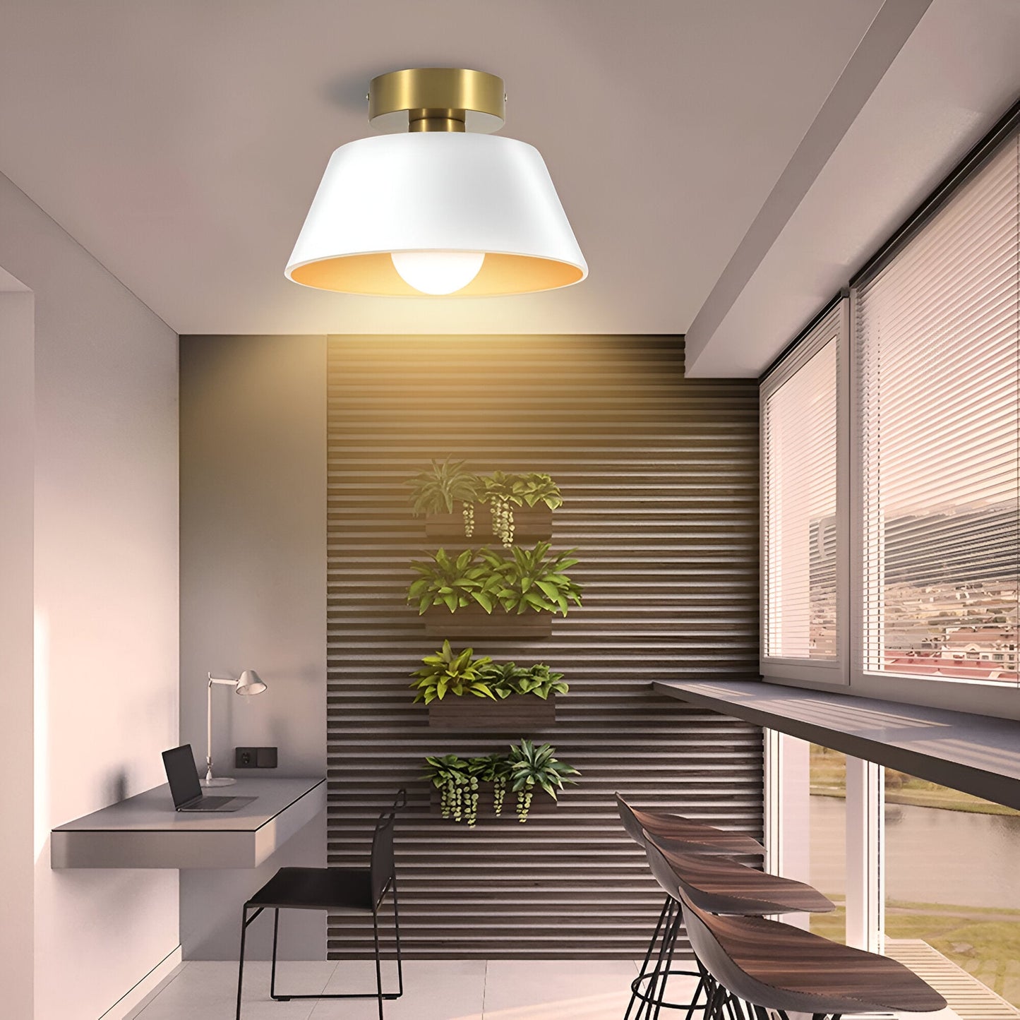 Retrovia | Plafonnier Métallique LED Style Vintage Noir & Blanc