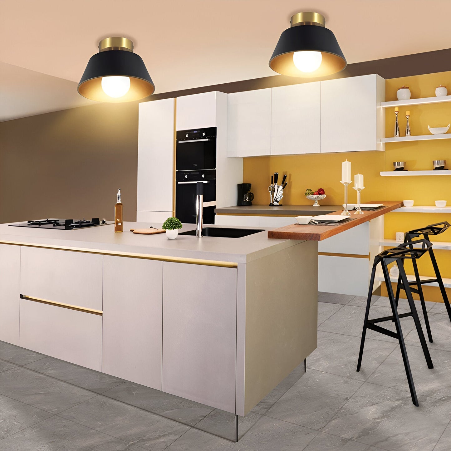 Retrovia | Plafonnier Métallique LED Style Vintage Noir & Blanc