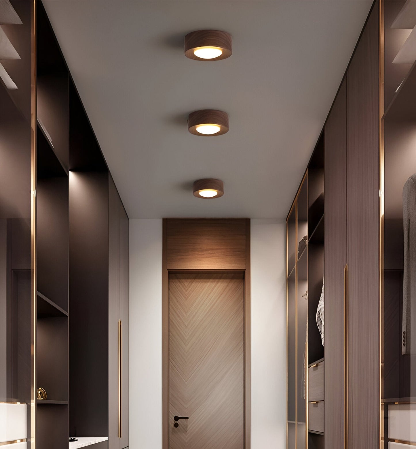 Noyralis | Cilindrische LED-plafondlamp van notenhout
