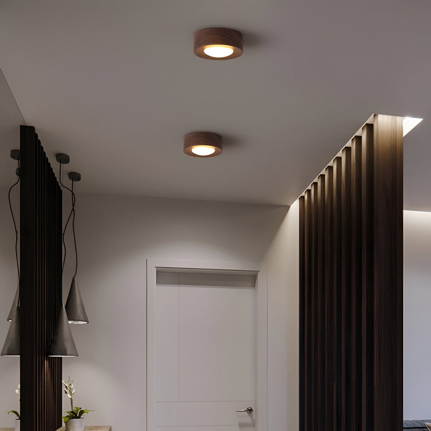 Noyralis | Cilindrische LED-plafondlamp van notenhout