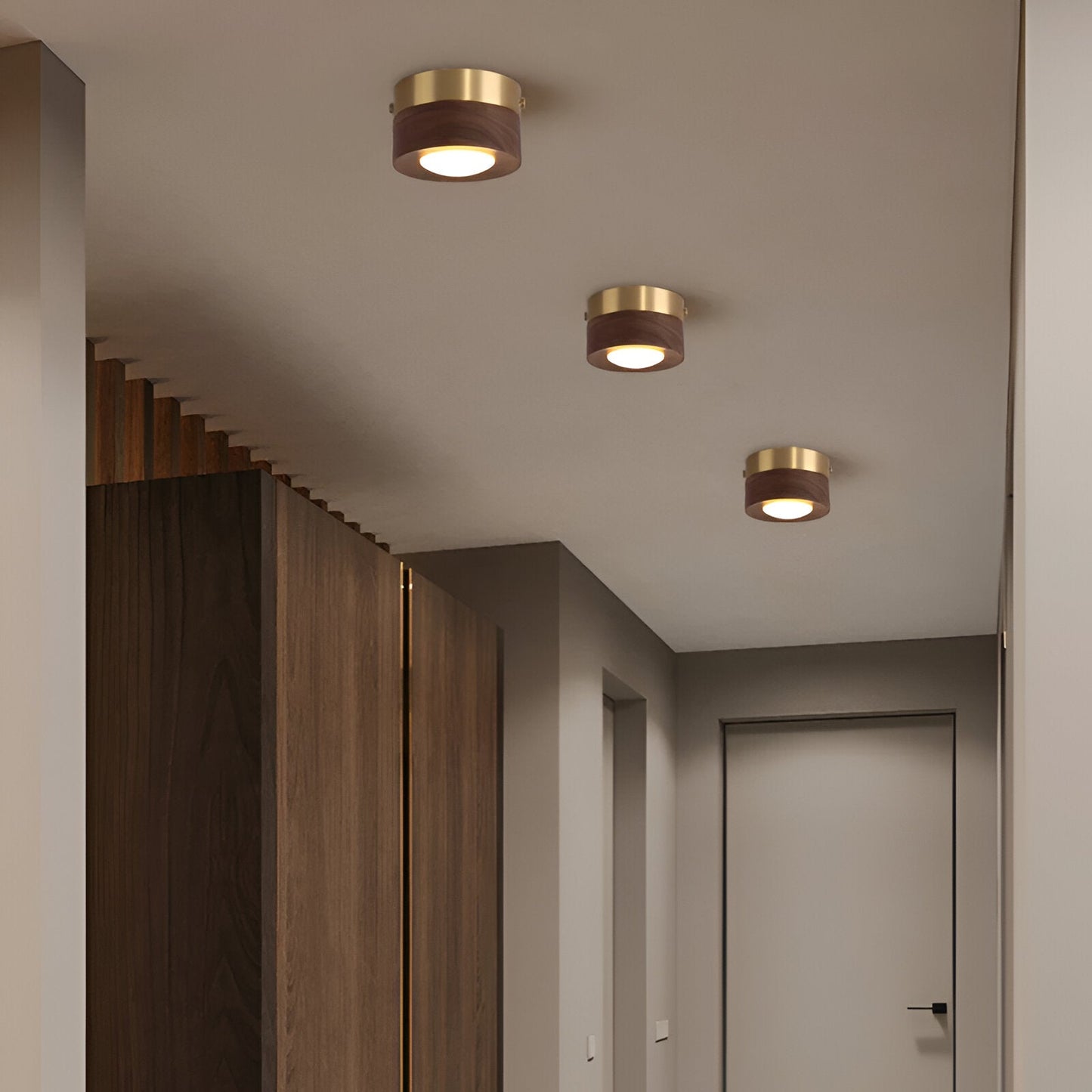 Noyralis | Cilindrische LED-plafondlamp van notenhout