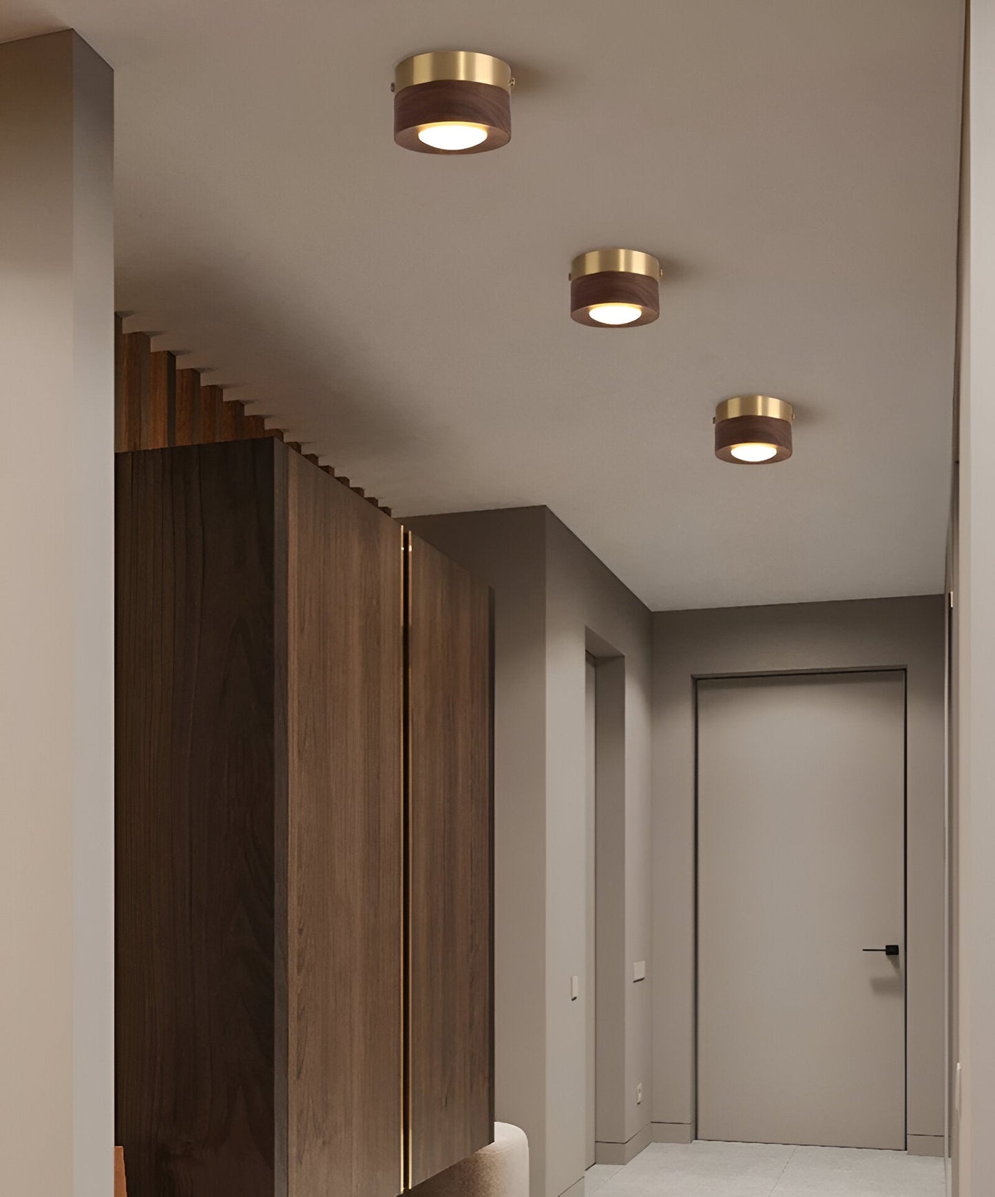 Noyralis | Cilindrische LED-plafondlamp van notenhout