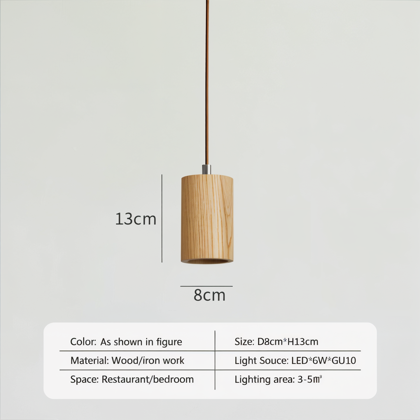 TimberGlow | Cilindrische hanglamp van essen- of acaciahout