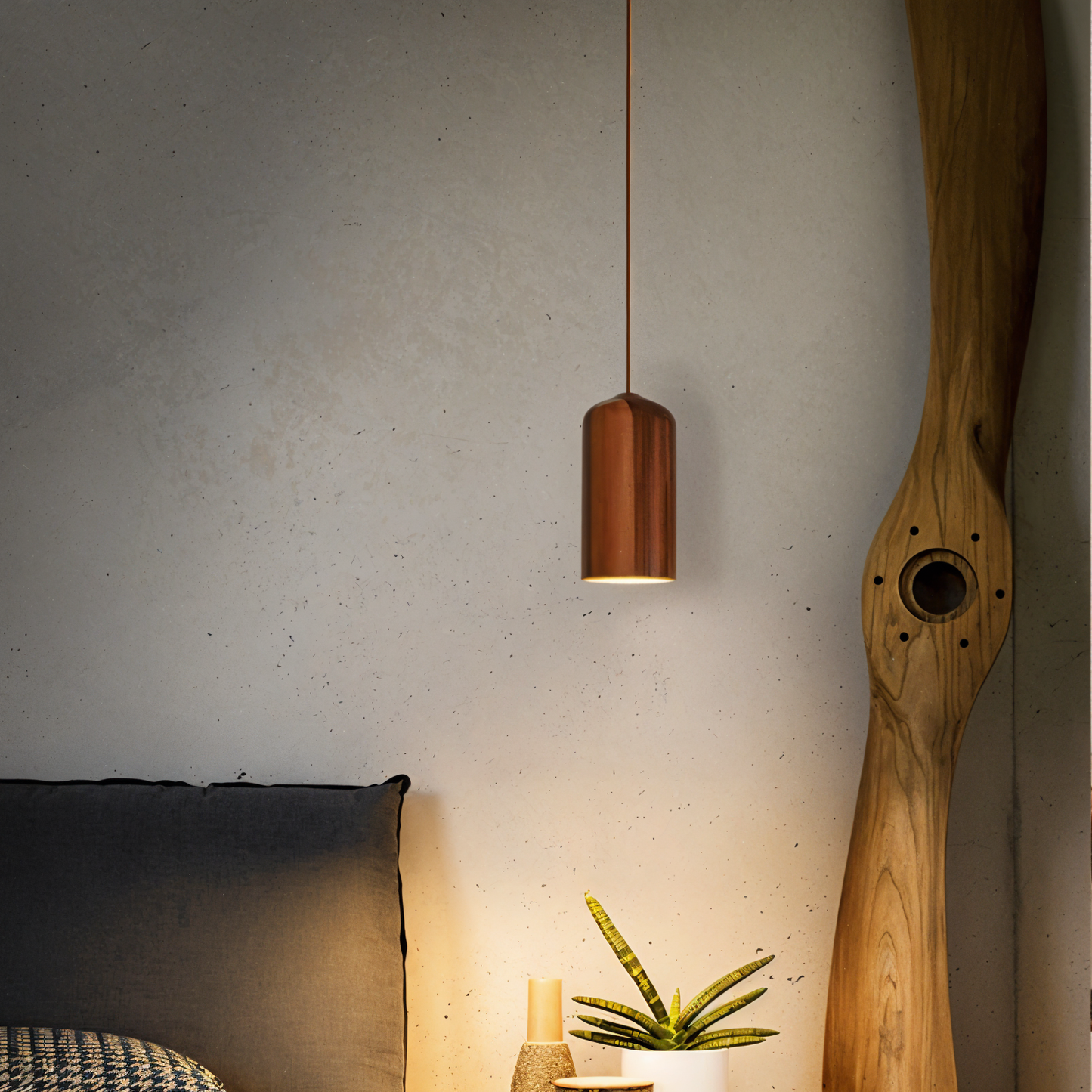 TimberGlow | Cilindrische hanglamp van essen- of acaciahout