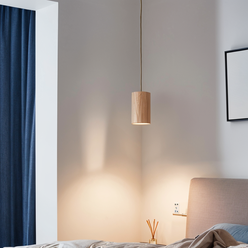 TimberGlow | Cilindrische hanglamp van essen- of acaciahout