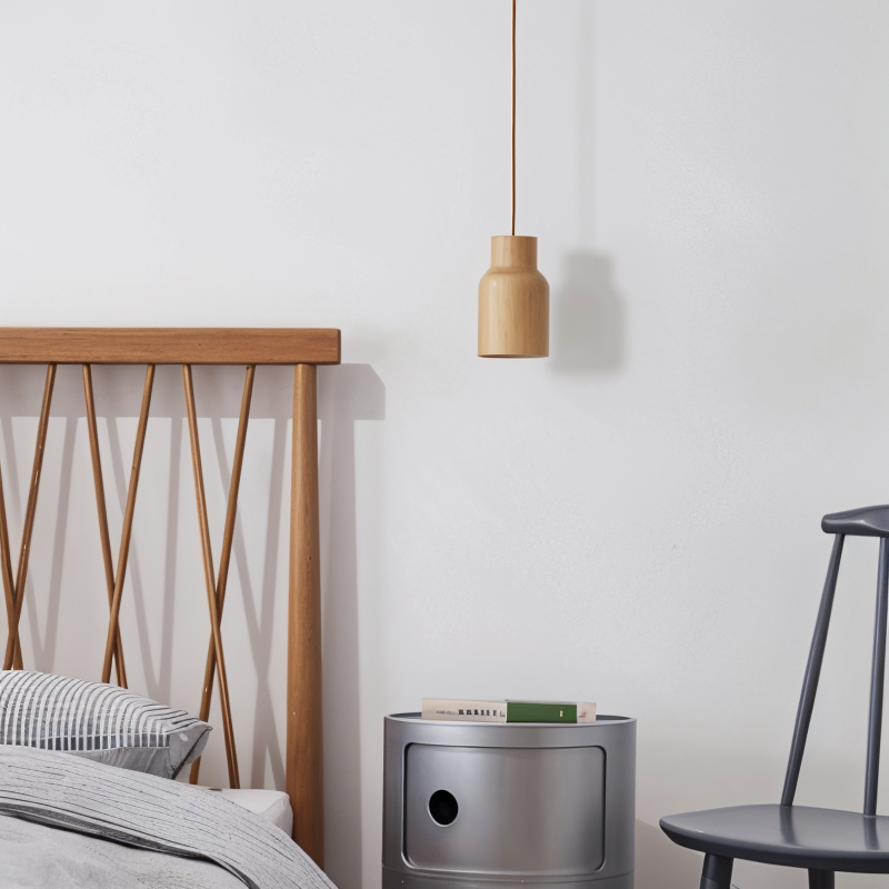 TimberGlow | Cilindrische hanglamp van essen- of acaciahout