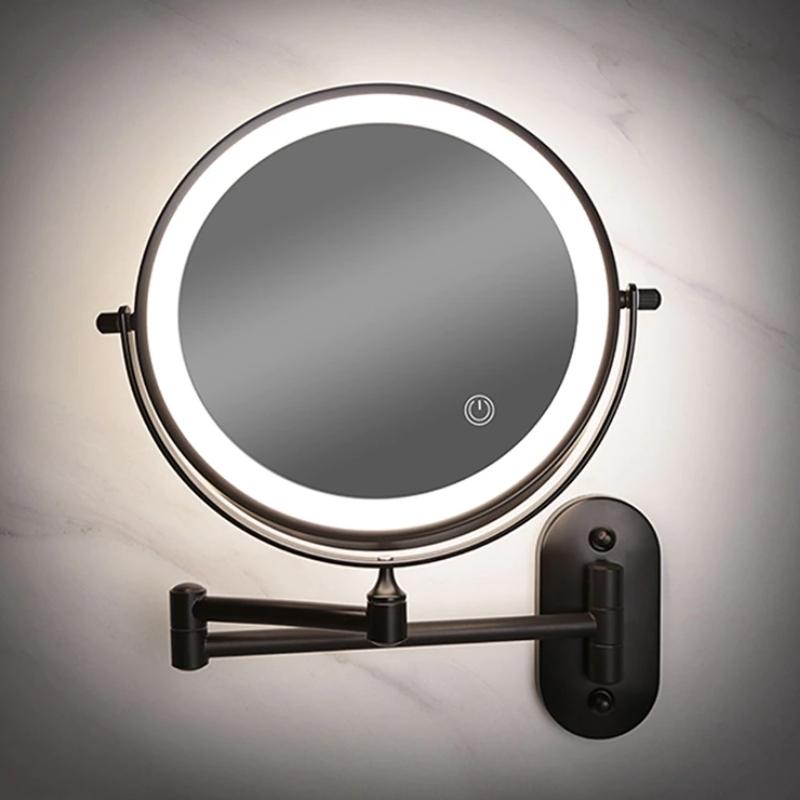 NoirVision – Oplaadbare Zwarte LED Vergrotende Spiegel voor Make-up en Badkamer