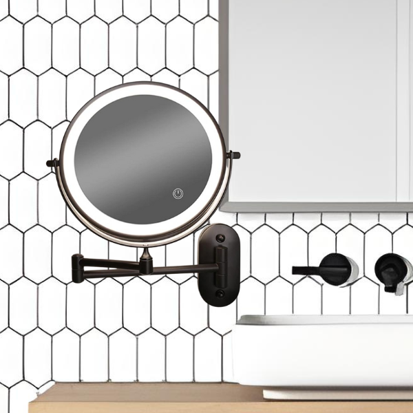 NoirVision – Oplaadbare Zwarte LED Vergrotende Spiegel voor Make-up en Badkamer