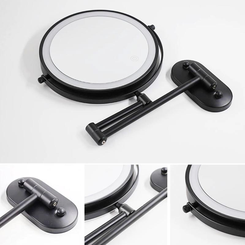NoirVision – Oplaadbare Zwarte LED Vergrotende Spiegel voor Make-up en Badkamer