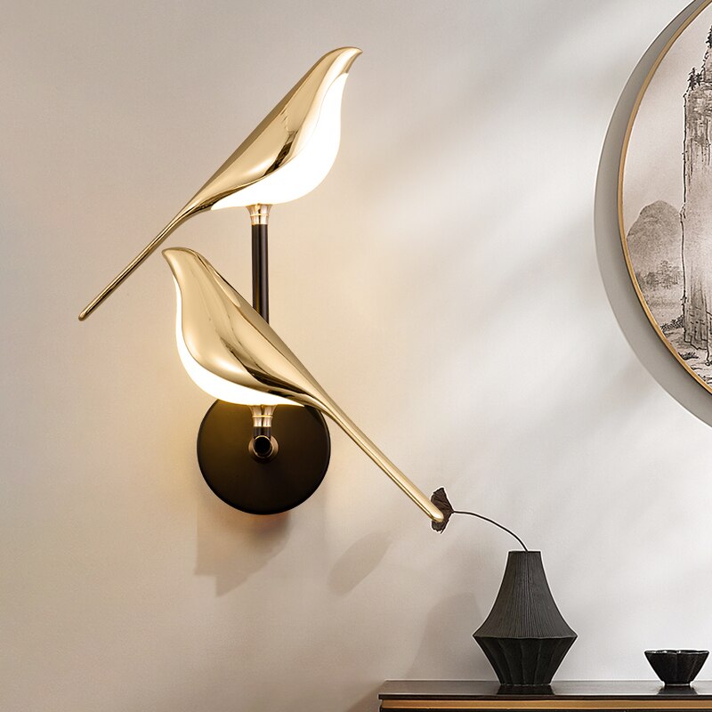 Design wandlamp gouden vogel | Mrbird