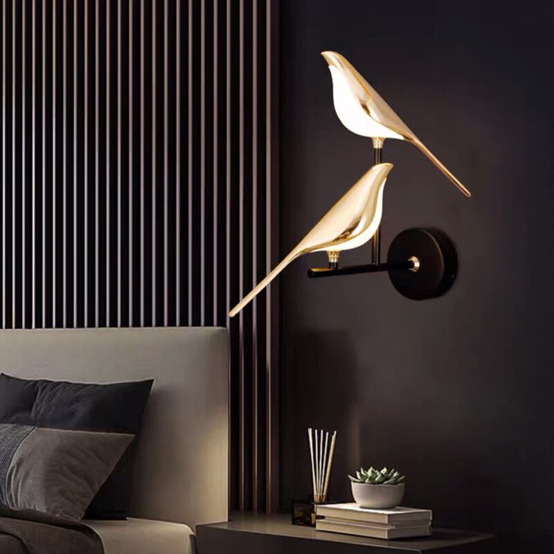 Design wandlamp gouden vogel | Mrbird