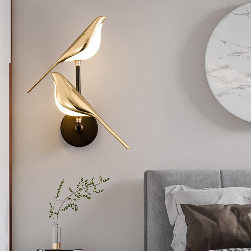 Design wandlamp gouden vogel | Mrbird