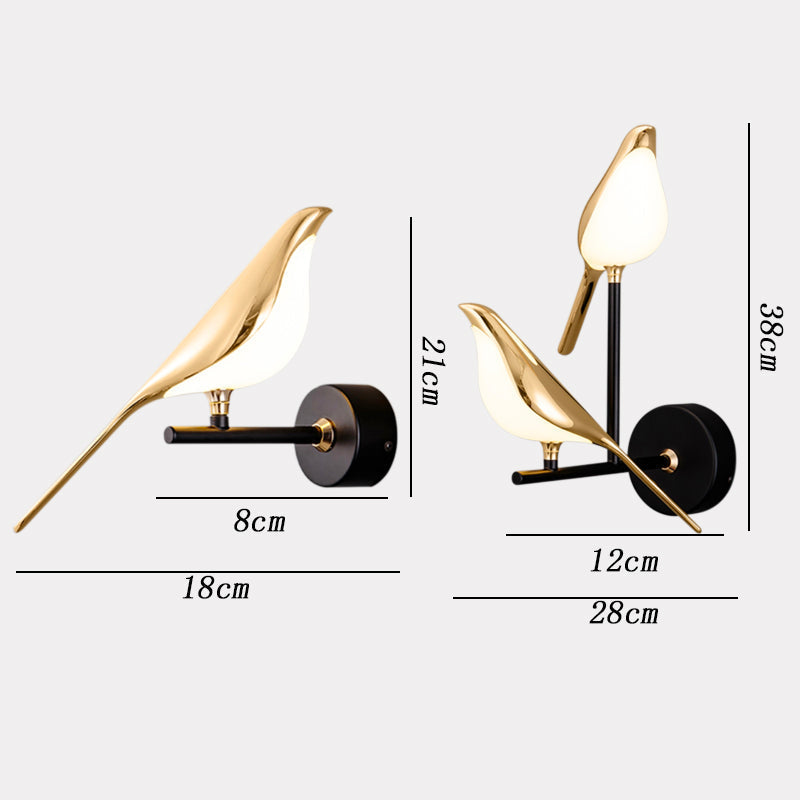 Design wandlamp gouden vogel | Mrbird