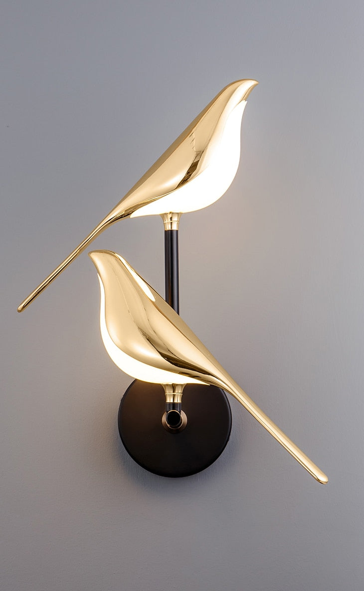Design wandlamp gouden vogel | Mrbird