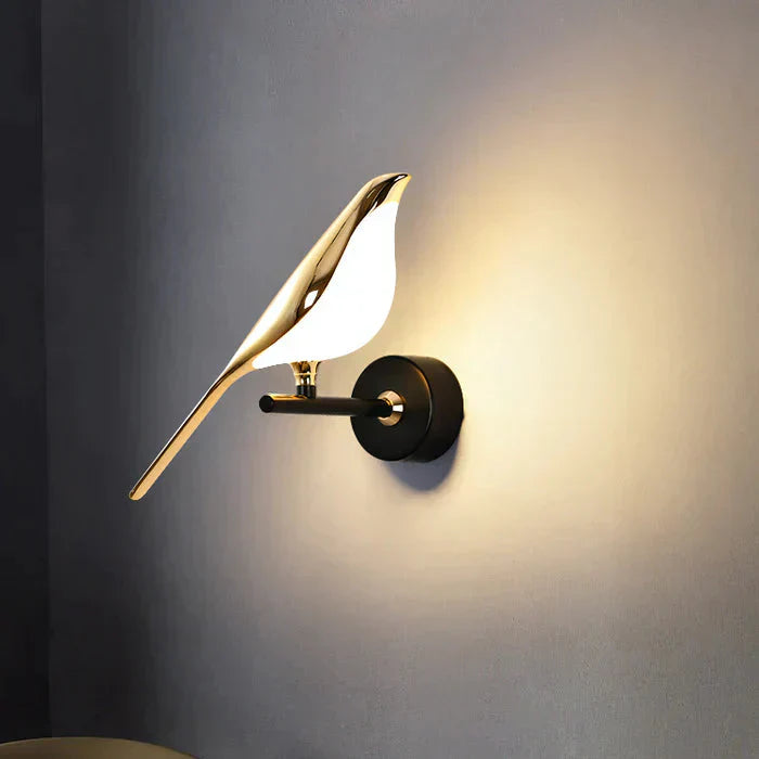 Design wandlamp gouden vogel | Mrbird