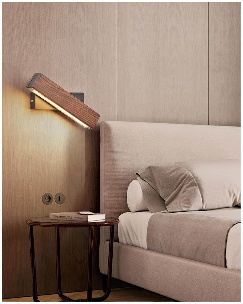 TimberTwist – Draaibare LED Wandlamp van Hout en IJzer