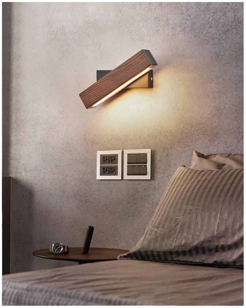 TimberTwist – Draaibare LED Wandlamp van Hout en IJzer