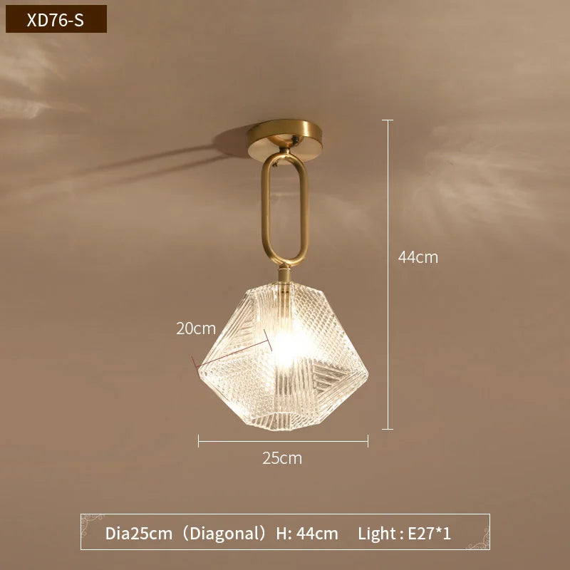 Lumivelle | Elegante hanglamp van glas en verguld koper
