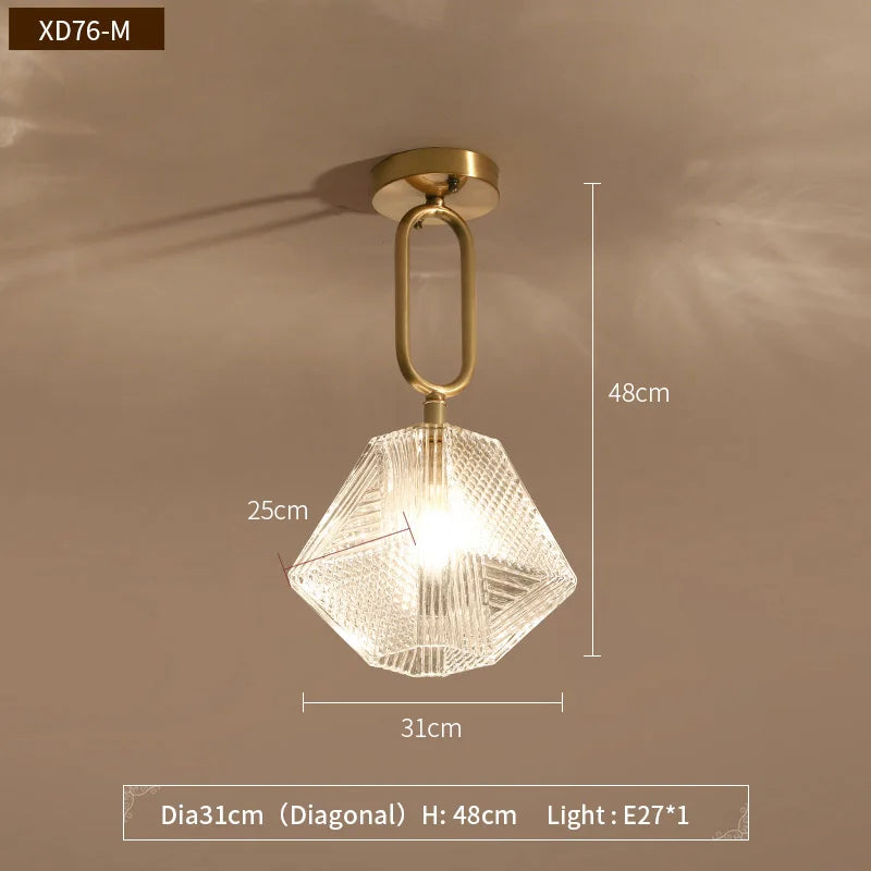 Lumivelle | Elegante hanglamp van glas en verguld koper