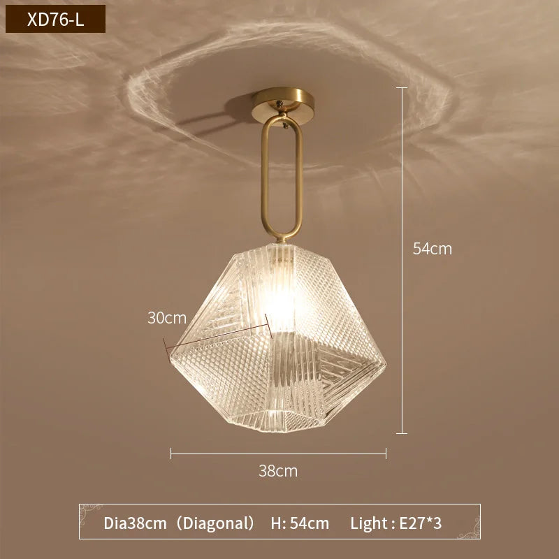 Lumivelle | Elegante hanglamp van glas en verguld koper