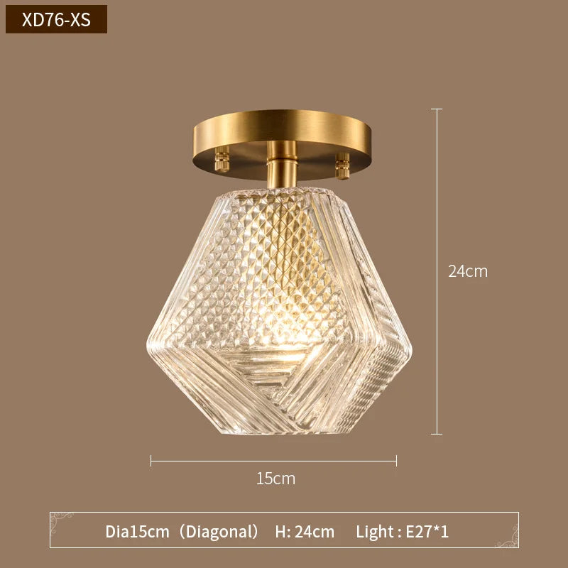 Lumivelle | Elegante hanglamp van glas en verguld koper