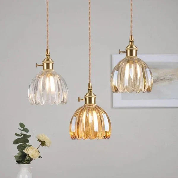 FloraEdo – Japanse Retro Hanglamp in Glas met Bloemen