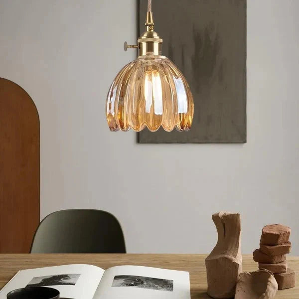 FloraEdo – Japanse Retro Hanglamp in Glas met Bloemen