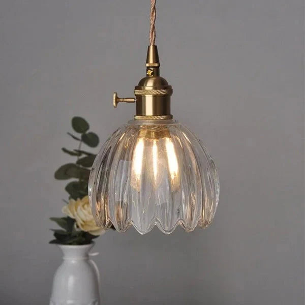 FloraEdo – Japanse Retro Hanglamp in Glas met Bloemen