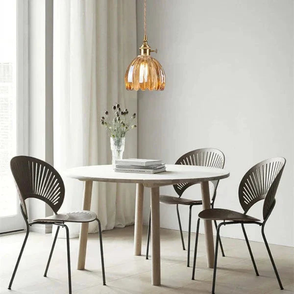 FloraEdo – Japanse Retro Hanglamp in Glas met Bloemen