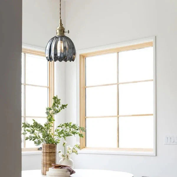 FloraEdo – Japanse Retro Hanglamp in Glas met Bloemen