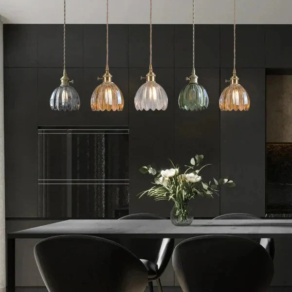 FloraEdo – Japanse Retro Hanglamp in Glas met Bloemen