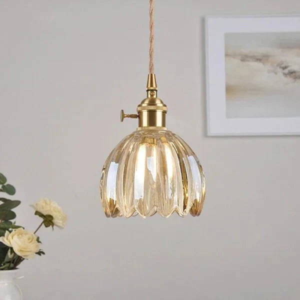 FloraEdo – Japanse Retro Hanglamp in Glas met Bloemen
