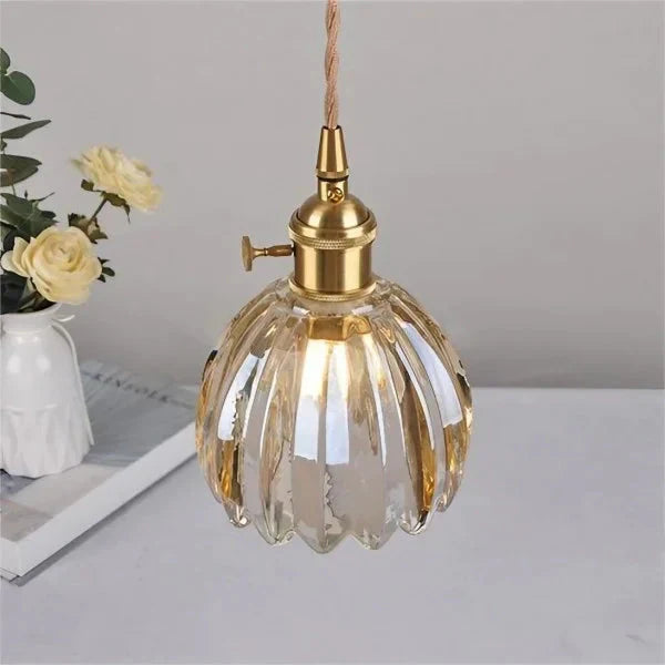 FloraEdo – Japanse Retro Hanglamp in Glas met Bloemen