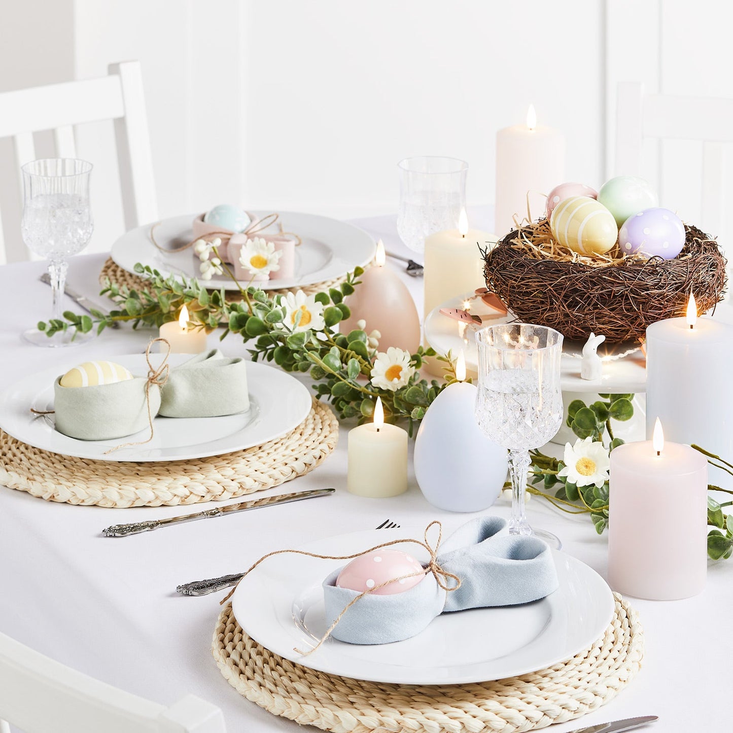 PastelGlow – Set van 3 TruGlow® Pastel LED zuilkaarsen met afstandsbediening