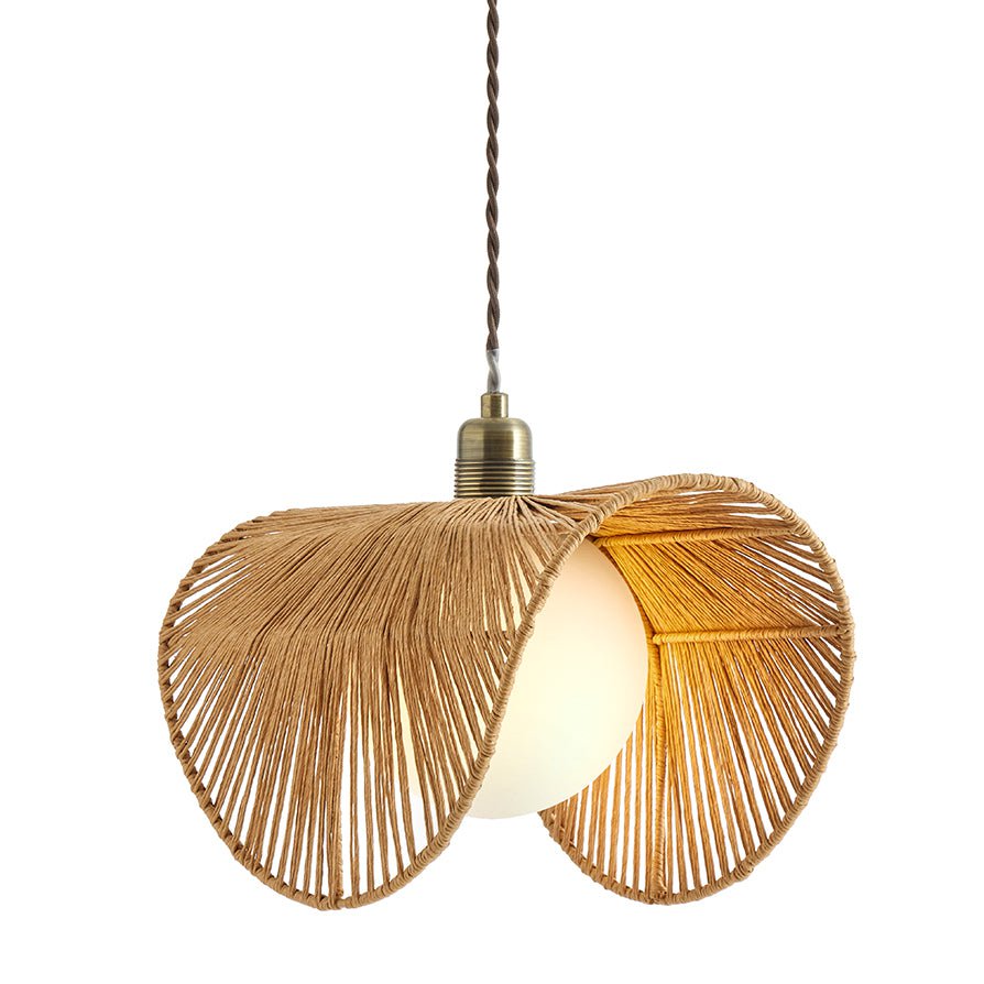Soleya | Plafonnière Abat-jour van Rotan en Glas met Gouden Afwerking
