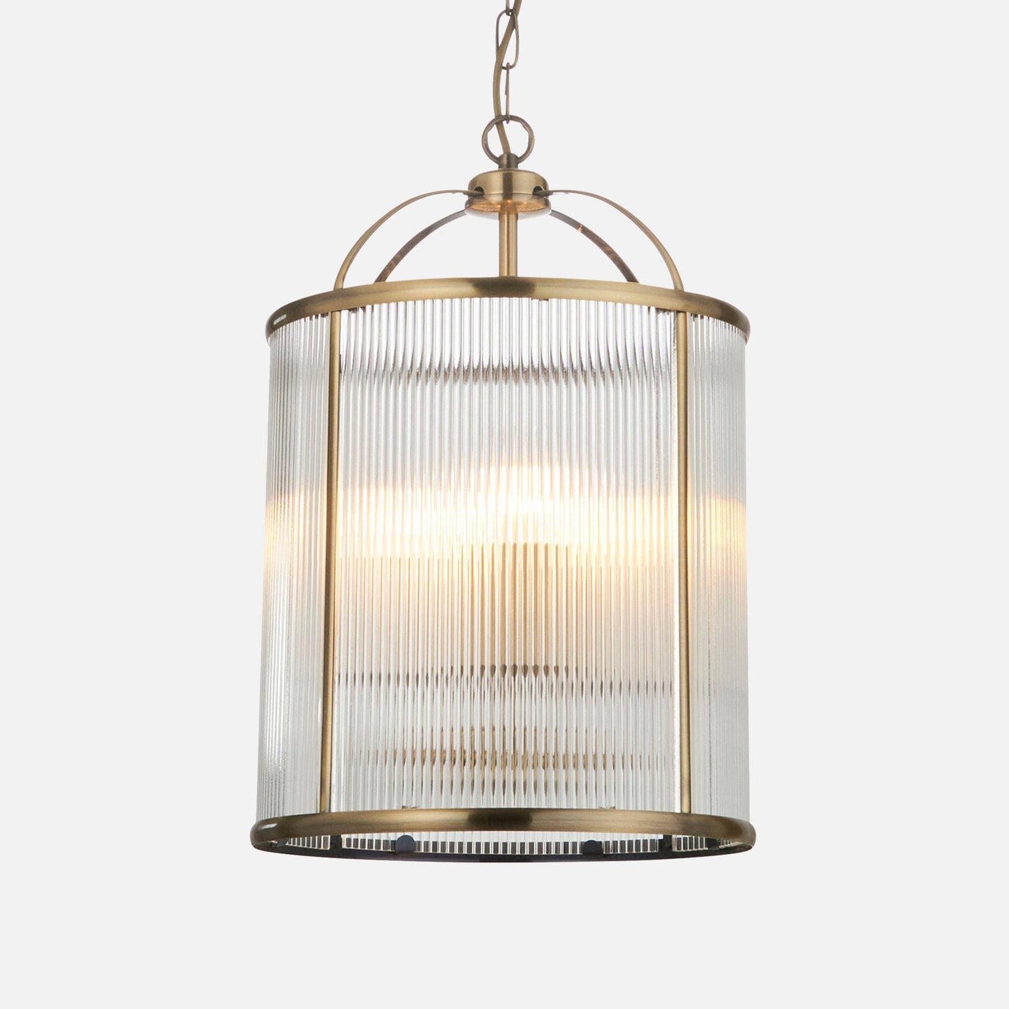 Ribelle | Hanglamp van gestreept glas en antiek messing