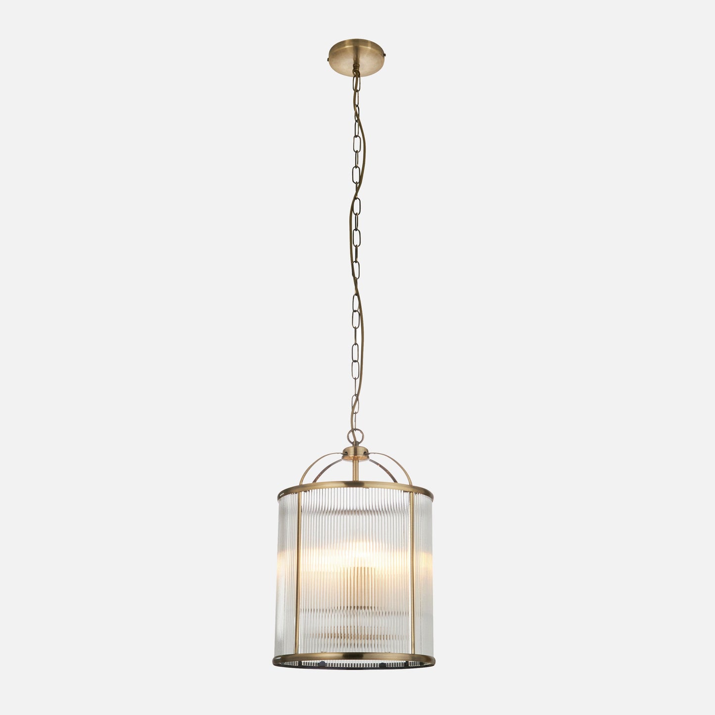 Ribelle | Hanglamp van gestreept glas en antiek messing