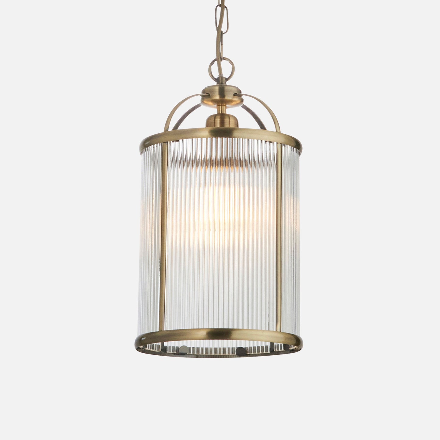 Ribelle | Hanglamp van gestreept glas en antiek messing