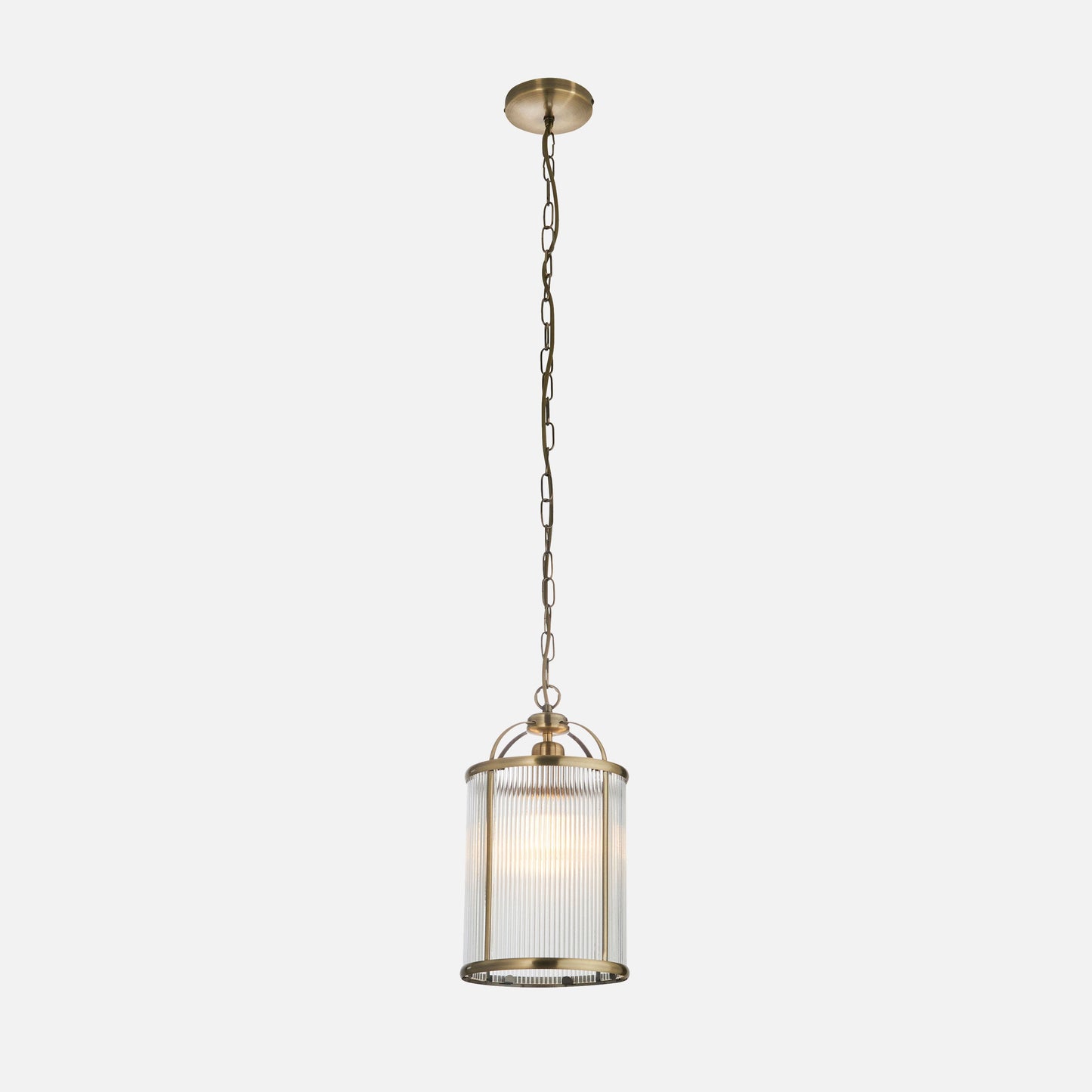 Ribelle | Hanglamp van gestreept glas en antiek messing